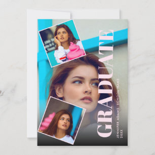 Modern Magazine 3 Photos Graduation Announcement