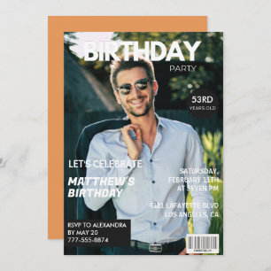 Modern Magazine Cover for him 53rd birthday Invitation