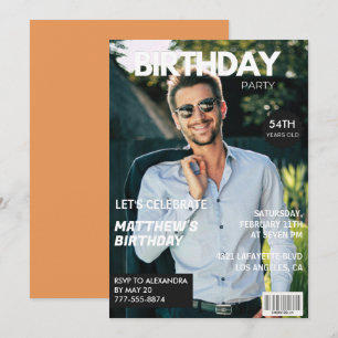 Modern Magazine Cover for him 54th birthday Invitation