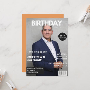 Modern Magazine Cover for him 66th birthday Invitation