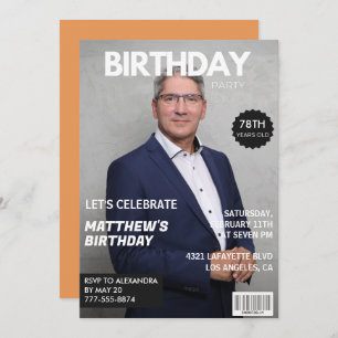 Modern Magazine Cover for him Photo 78th birthday Invitation
