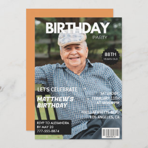 Modern Magazine Cover for him Photo 88th birthday Invitation