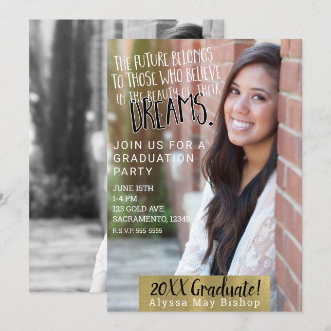 Modern Magazine Full Picture Photo Graduation Invitation (Front/Back)