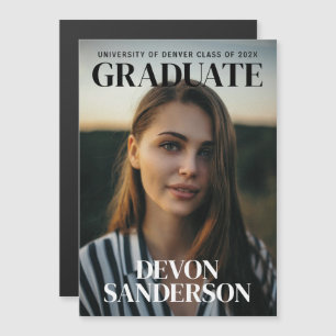 Modern Magazine Graduation Announcement Magnet
