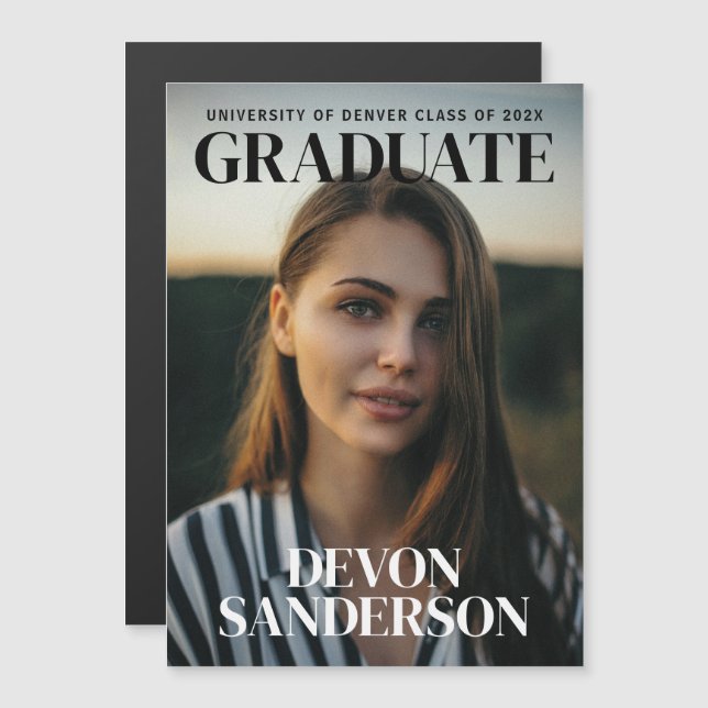 Modern Magazine Graduation Announcement Magnet (Front/Back)