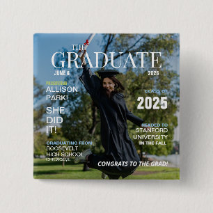 Modern Magazine Photo Graduation 15 Cm Square Badge