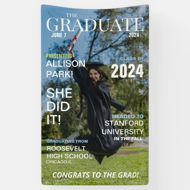 Modern Magazine Photo Graduation  Banner (Vertical)