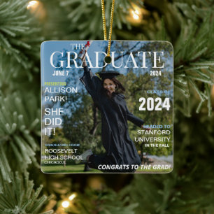 Modern Magazine Photo Graduation Ceramic Ornament