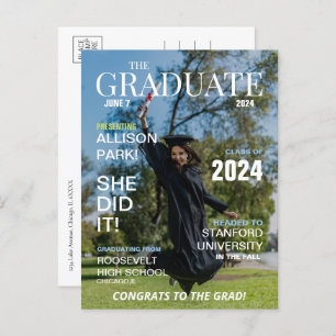 Modern Magazine Photo Graduation Invitation Postcard
