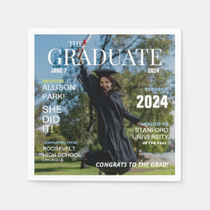 Modern Magazine Photo Graduation Napkin