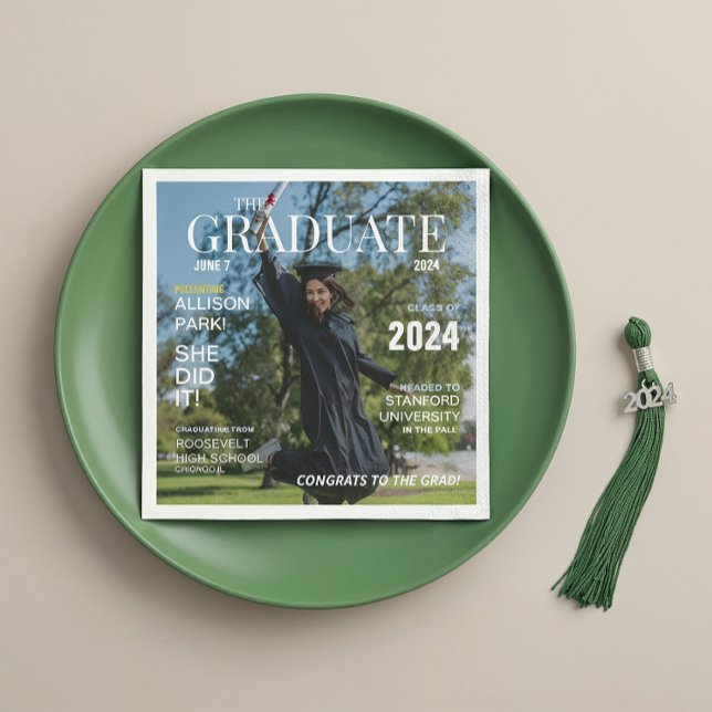 Modern Magazine Photo Graduation  Napkin (Creator Uploaded)