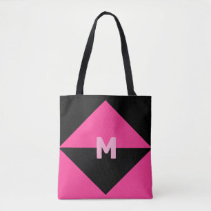 Modern Magenta and Black Tote Bag