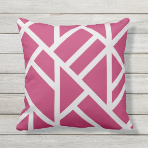 Modern Magenta and White Abstract Stripes Cushion