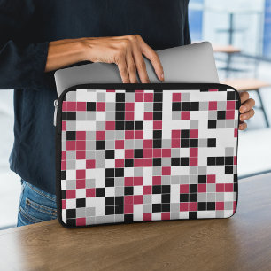 Modern Magenta Black Gray Geometric Laptop Sleeve