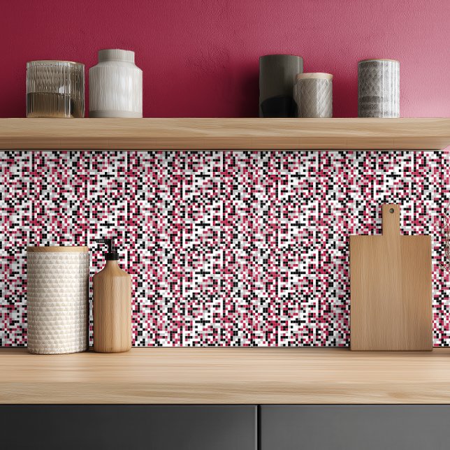 Modern Magenta Black Grey Geometric Tile (Creator Uploaded)