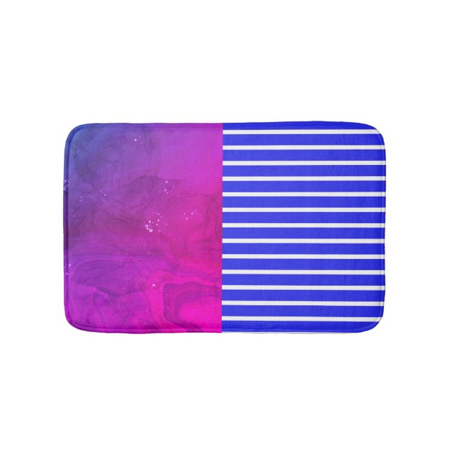 Modern Magenta Blue Bath Mat (Front)