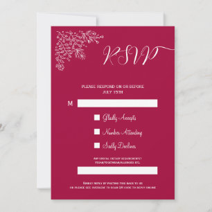 Modern Magenta Floral Islamic QR Code RSVP Card