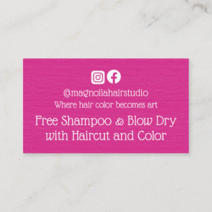 Modern Magenta Magnolia Logo Free Service Discount Card