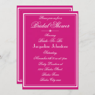 Modern Magenta Name Script RSVP Chic Bridal Shower Invitation