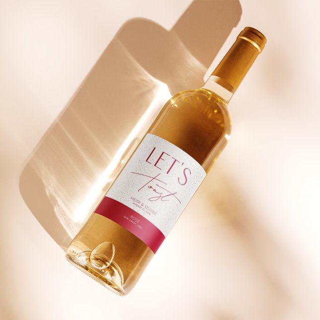 Modern Magenta Personalized Wedding Bottle Wine Label (Creator Uploaded)