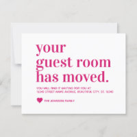 Modern Magenta Pink Typography Guest Room Moving