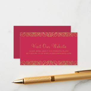 Modern Magenta Red Gold Wedding Enclosure Card