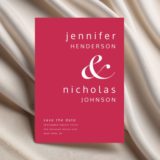 Modern Magenta Typography Save The Date (Modern Magenta Ampersand Typography Save The Date)