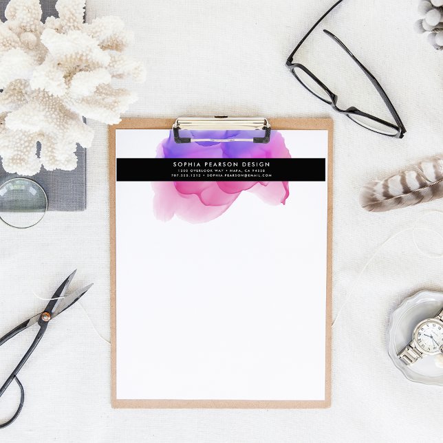 Modern Magenta Watercolor Logo Custom Letterhead (Creator Uploaded)