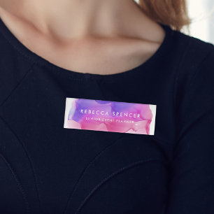 Modern Magenta Watercolor Name Tag