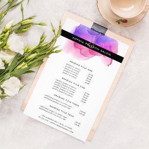 Modern Magenta Watercolor Pricing & Services Flyer