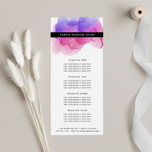 Modern Magenta Watercolor   Services or Price List Rack Card