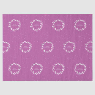 Modern Magenta+White Merry Christmas Holly Wreath Tissue Paper