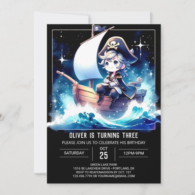 Modern Magical Pirate Birthday Invitation (Front)