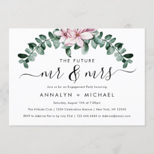 Modern Magnolia Future Mr and Mrs Engagement Party Invitation