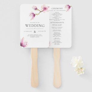 Modern Magnolia Wedding Program Hand Fan
