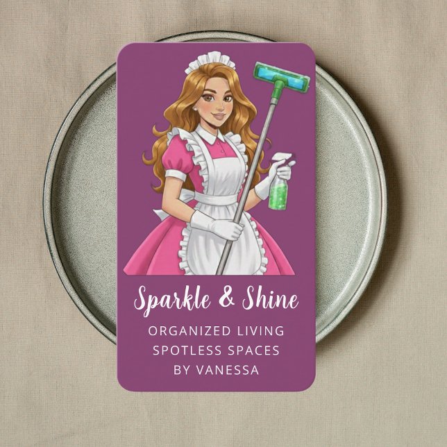 Modern Maid House Cleaning Housekeeping Style Business Card (Creator Uploaded)
