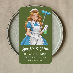 Modern Maid House Cleaning Services Housekeeping Business Card