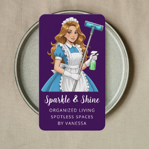 Modern Maid House Cleaning Services Housekeeping Business Card