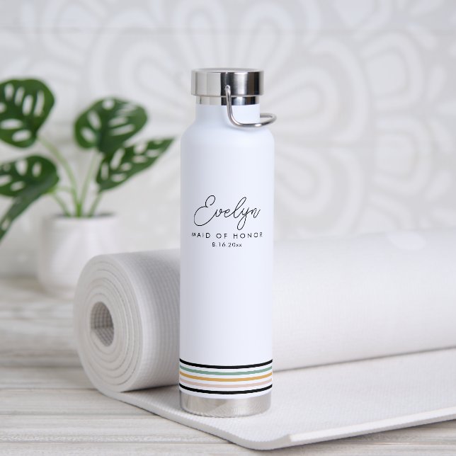 Modern Maid of Honour Personalised Water Bottle (Yoga)