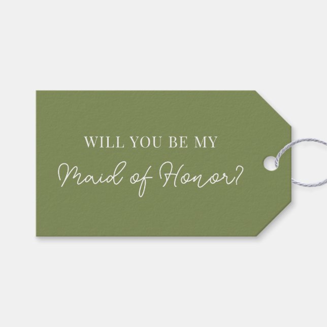 Modern Maid of Honour Proposal Tag (Front (Horizontal))