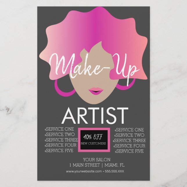 Modern Make-Up Artist Pink Flyer (Front)