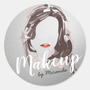 Modern Makeup Artist and Hair Stylist Beauty Salon Classic Round Sticker