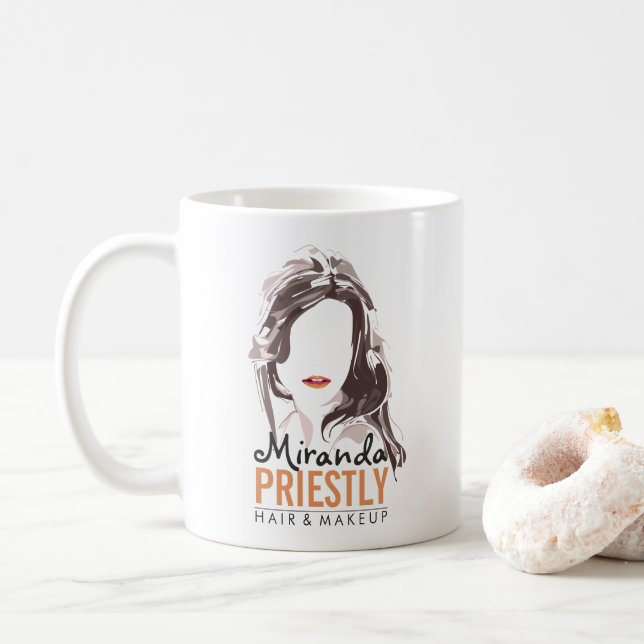 Modern Makeup Artist and Hair Stylist Beauty Salon Coffee Mug (With Donut)