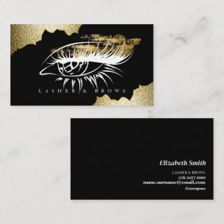 Modern Makeup Artist Black and gold  Business Card