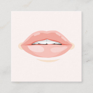 Modern makeup artist blush pink lips cosmetologist square business card