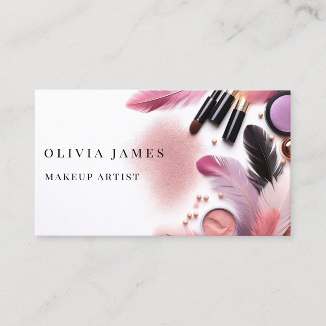 Modern Makeup Artist Cosmetics Beauty Salon Business Card (Front)
