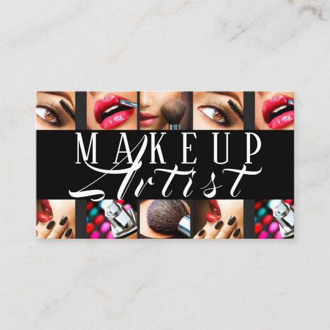 Modern MakeUp Artist Cosmetology Business Card (Front)