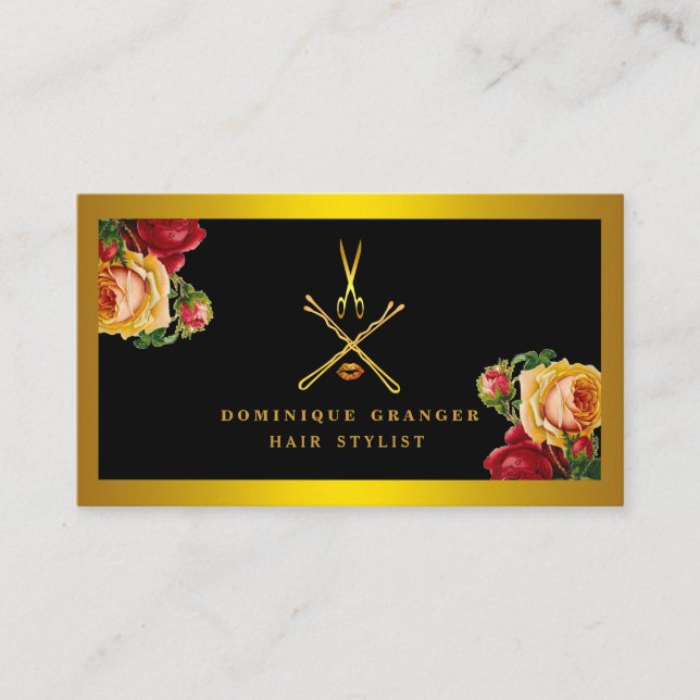 Modern Makeup Artist & Hair Stylist Salon Business Card (Front)