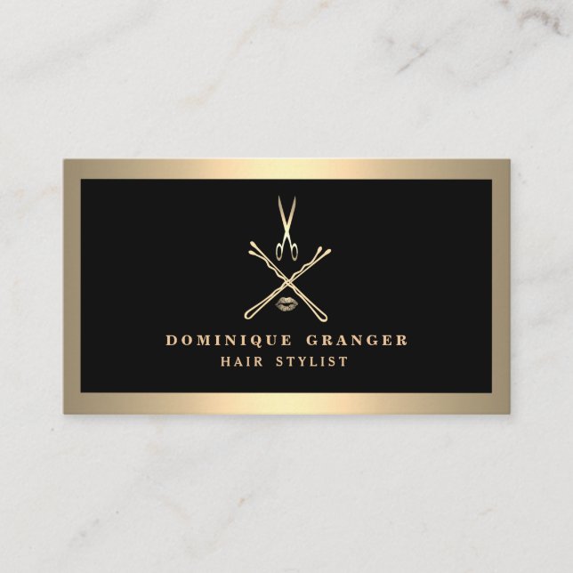 Modern Makeup Artist & Hair Stylist Salon Business Card (Front)