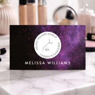 Modern Makeup Artist Minimalist Circle Face Logo Business Card